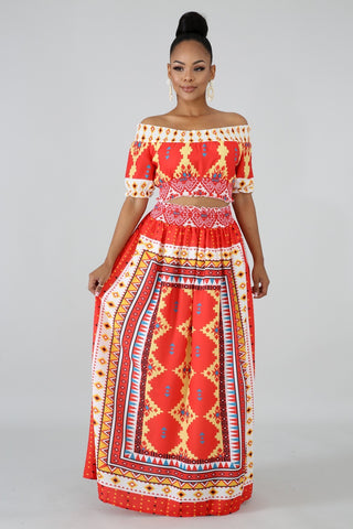 Flaming Maxi Skirt Set