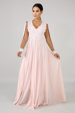 Sweet Pleated Maxi Dress