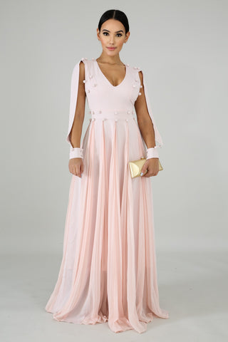 Sweet Pleated Maxi Dress