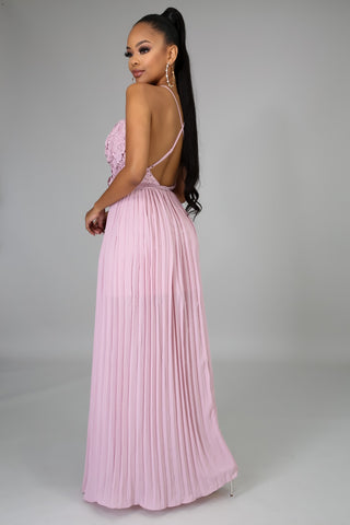 Rosy Crochet Maxi Dress