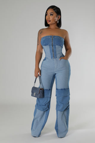 Denim Charm Pant Set