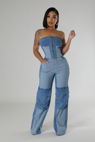 Denim Charm Pant Set