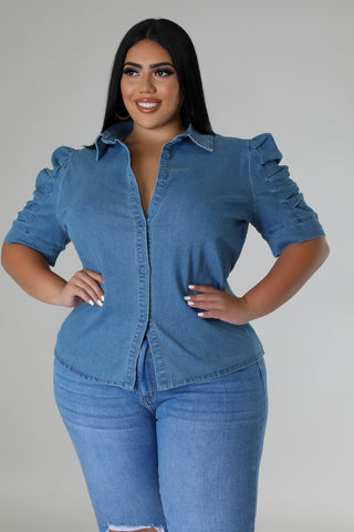 Mist Denim Top Plus