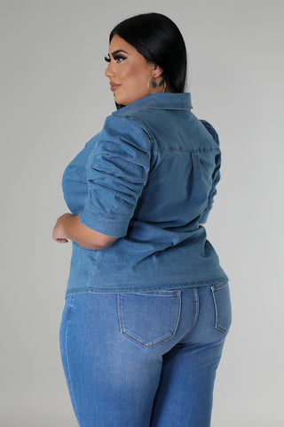 Mist Denim Top Plus