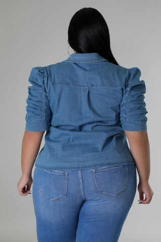 Mist Denim Top Plus