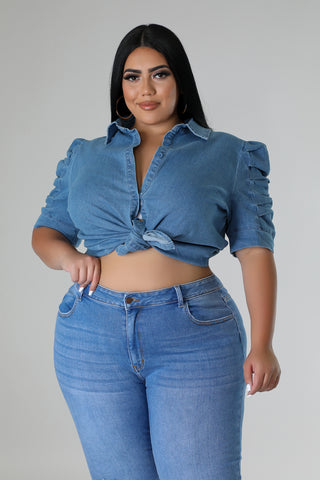 Mist Denim Top Plus