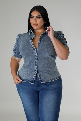 Mist Denim Top Plus