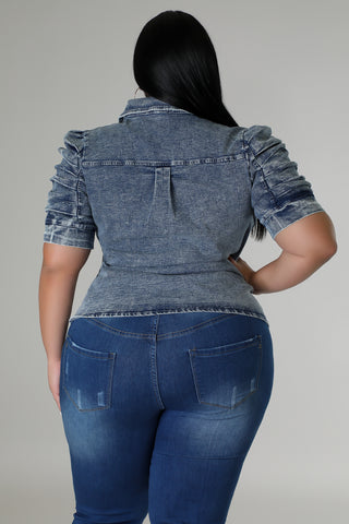 Mist Denim Top Plus