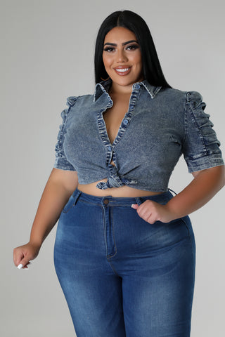 Mist Denim Top Plus