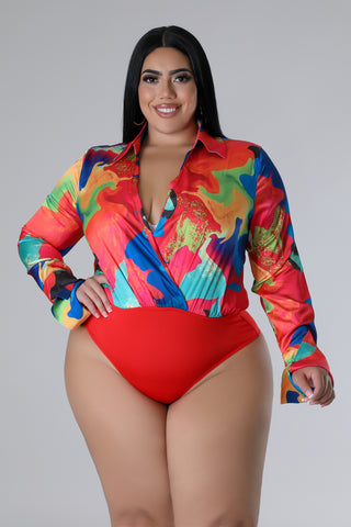 Tropical Dreaming Bodysuit Short Set Plus