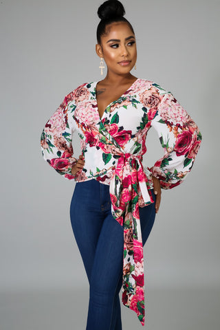 Rosy Wrap Top