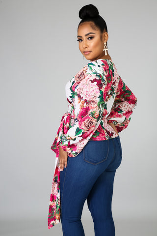 Rosy Wrap Top