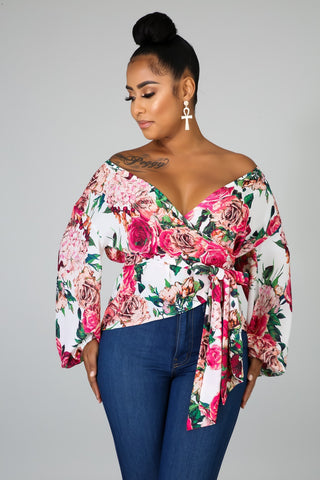 Rosy Wrap Top