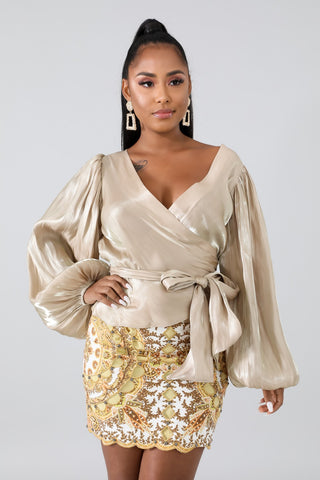 Streak Shine Wrap Top