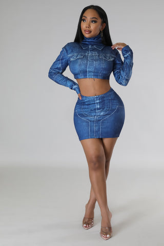 Denim Gal Skirt Set