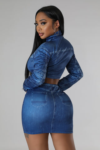 Denim Gal Skirt Set