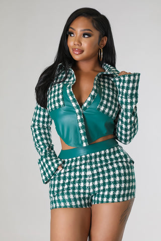 Houndstooth Babe Short Set