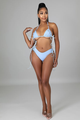 Lace Me Beach Swimsuit Set