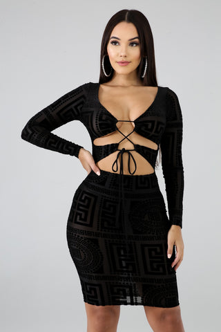 Medallion Maze Sheer Body-Con Dress