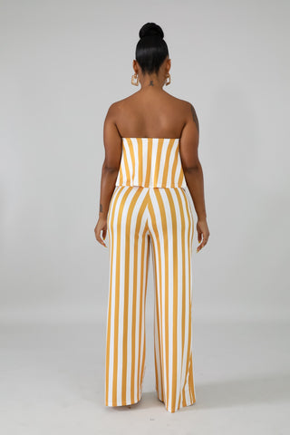 Ruffle Stripe Tube Jumpsuit